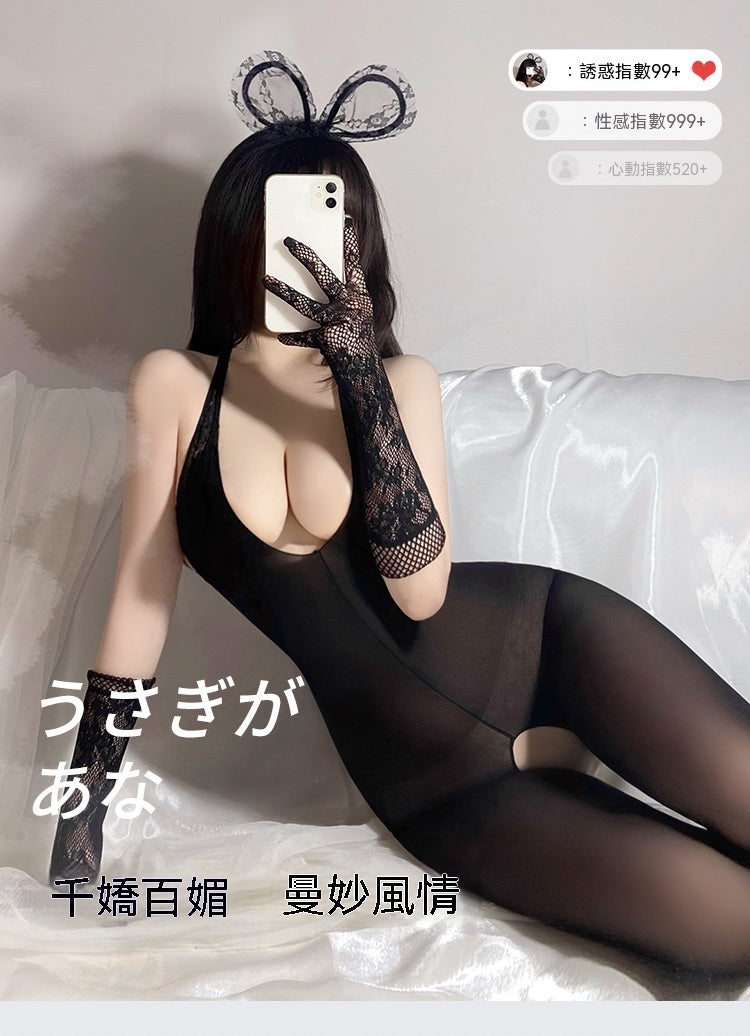 梵蜜 Vami&霏慕 露背掛脖開襠連身襪 7517 均碼