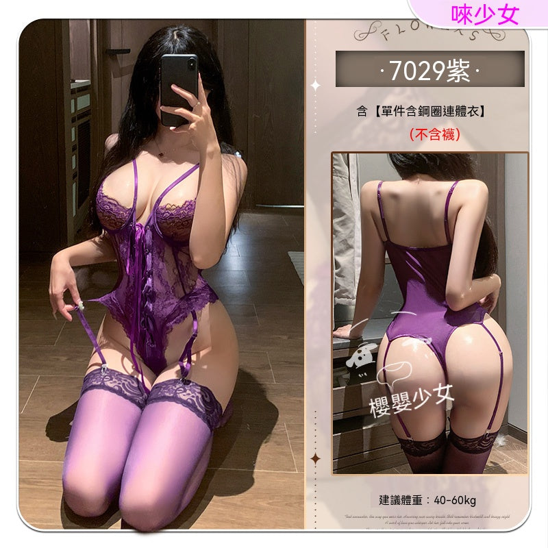 梵蜜 Vami&霏慕 情趣內衣紫色鋼圈連體衣 7029 均碼