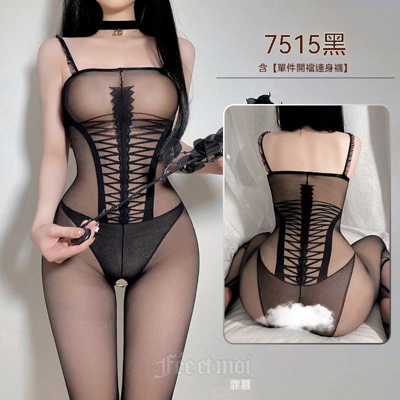 梵蜜 Vami&霏慕 假式馬甲開襠連身襪 7515 均碼