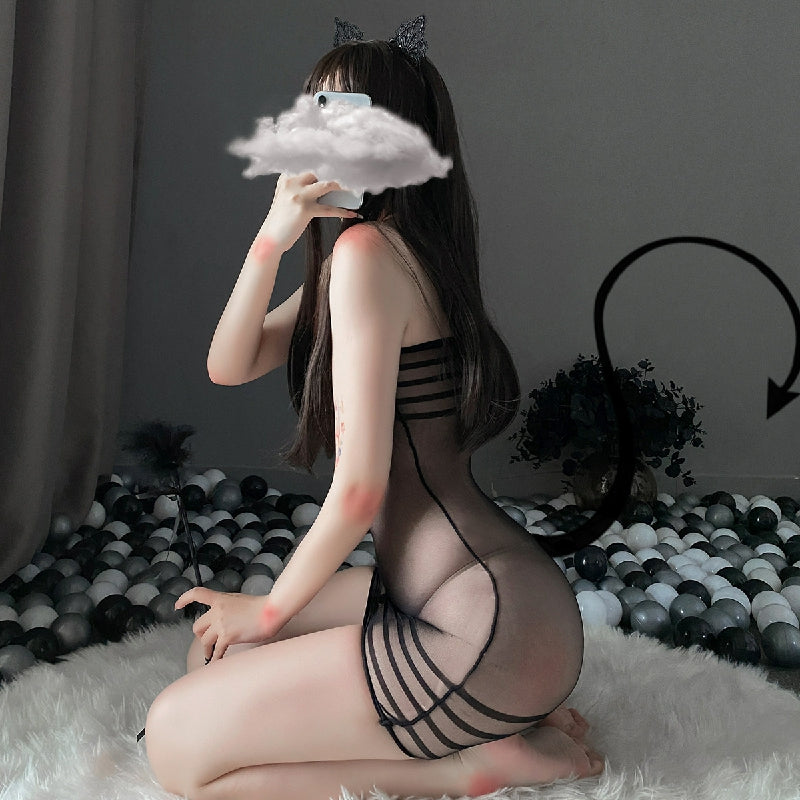 梵蜜 Vami&風月谷 情趣內衣黑色網衣 8128 均碼